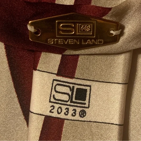 Steven Land Collection in Burgundy & Cream Swirls Men’s Necktie & Handkerchief